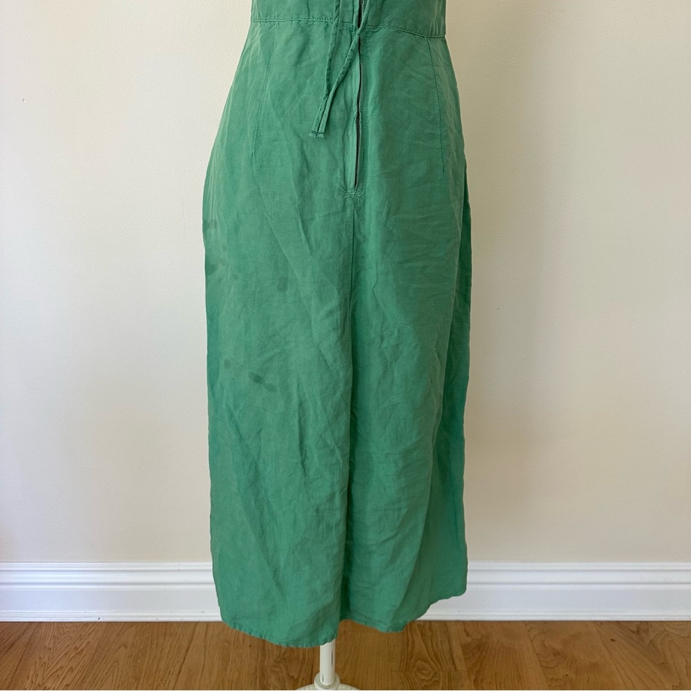 Zara Green Spaghetti Strap Button Split Midi Dress - image 6